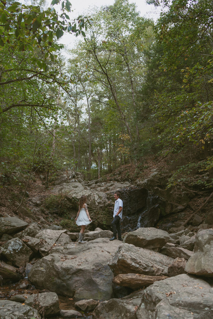 Engaged couple celebrating engagement with photoshoot in Maryland